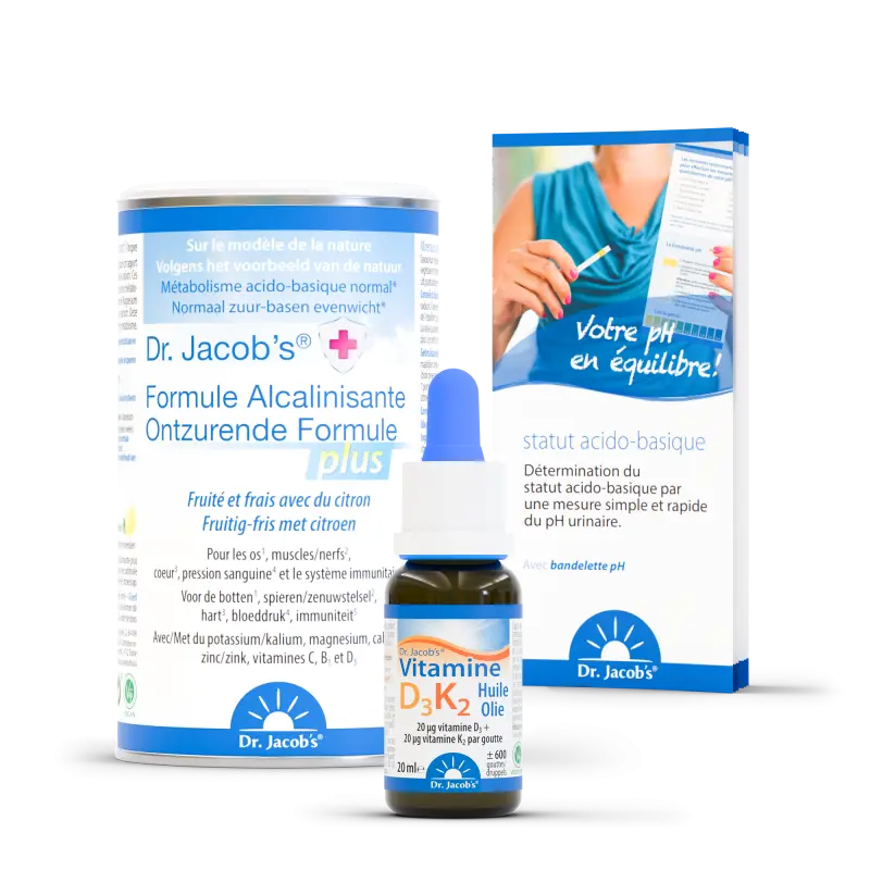 Duo Plus-pakket: vitamine D3K2 + Alkaliserende formule Plus