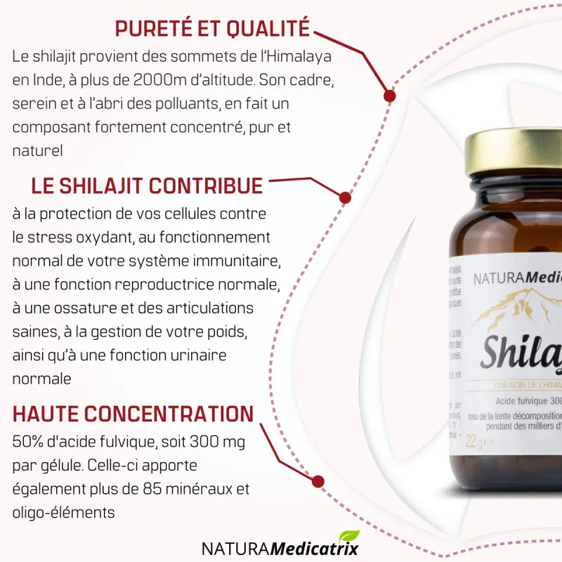 Shilajit 60% acide fulvique (60 Gélules), BIOGATRANA - Tunisie Bio