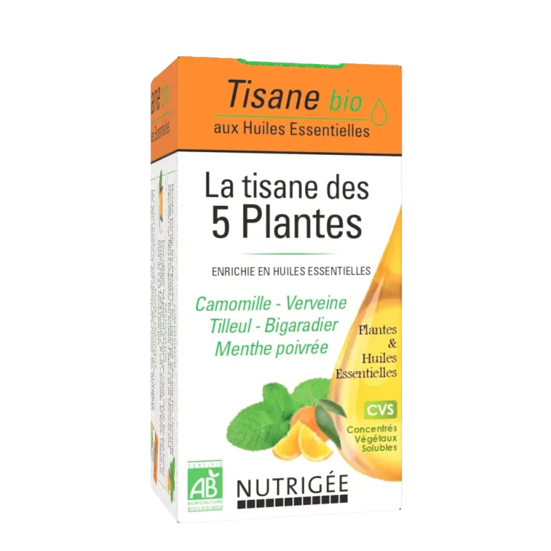 Bio-Kräutertee aus 5 Pflanzen 20 Beutel – Verdauung | Nutrigée