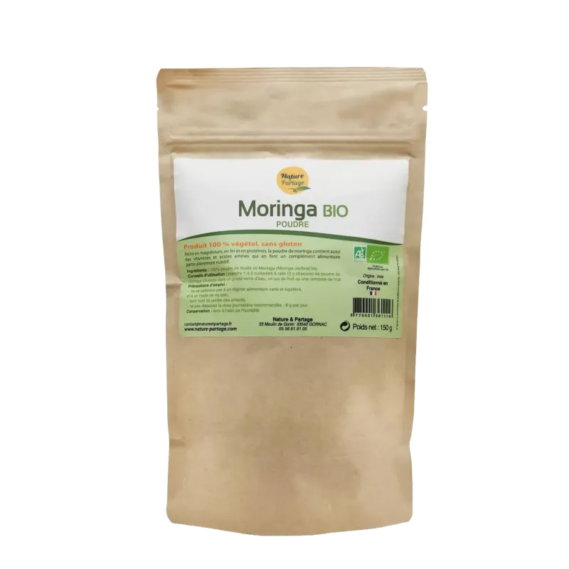 Moringa bio 150 g – Poudre de feuilles bio | Nature & Partage