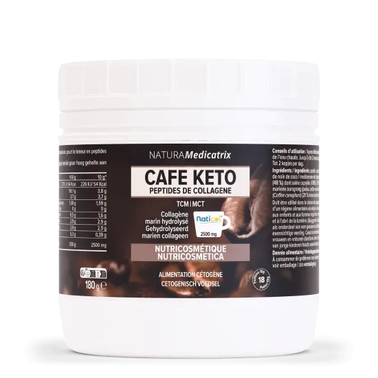Keto Koffie 180 g – Marien collageen & huid | NATURAMedicatrix