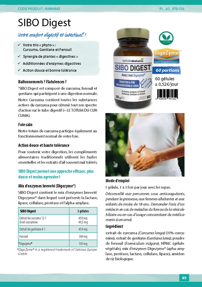 SIBO Digest 60 gélules Conforts digestif et intestinal